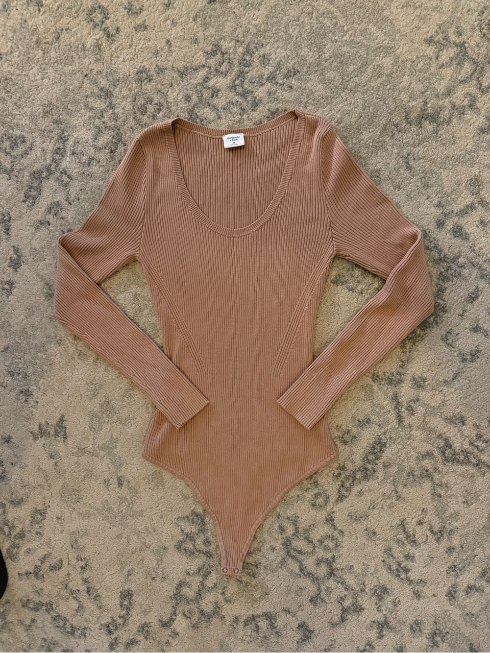 Abercrombie & Fitch Ribbed Knit Bodysuit - Camel Tan Size M